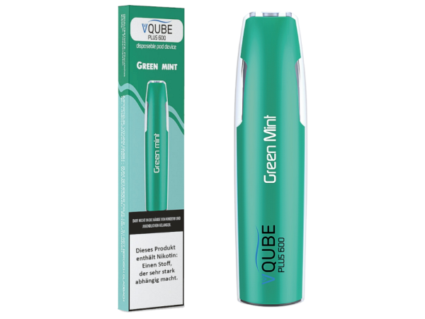 VQUBE plus600 Einweg E-Zigarette - Green Mint 16 mg/ml 5er Packung