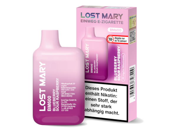 Lost Mary BM600 - Einweg E-Zigarette - Blueberry Sour Raspberry 20mg/ml