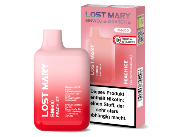 Lost Mary - BM600 Einweg E-Zigarette - Peach Ice 20mg/ml